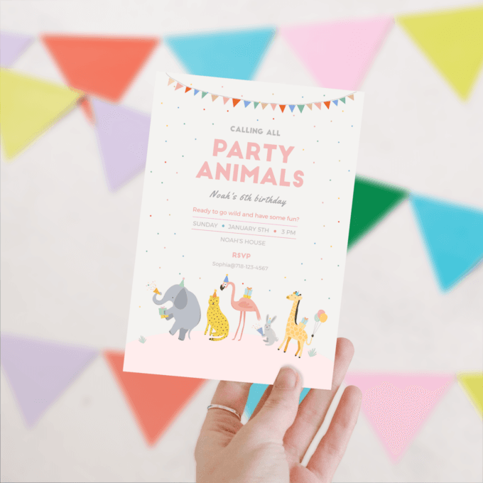 DIGITAL DOWNLOAD | Party Animals Birthday Invitation, Party Animals Invitation | Printable DIY, Templett 230201 - Image 2