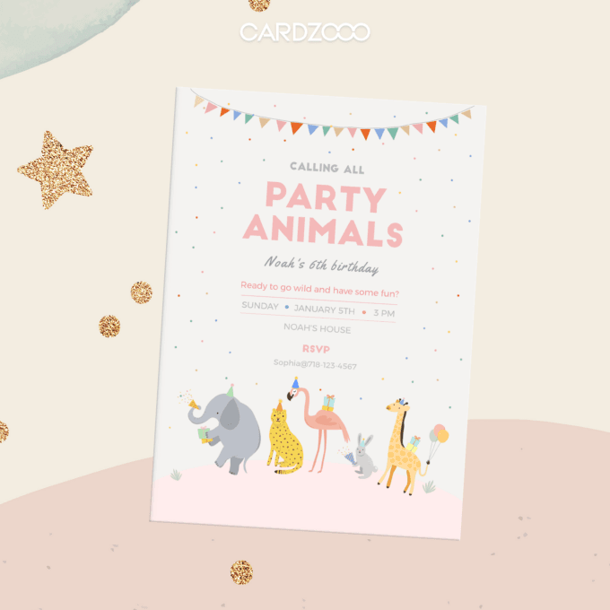 DIGITAL DOWNLOAD | Party Animals Birthday Invitation, Party Animals Invitation | Printable DIY, Templett 230201 - Image 3