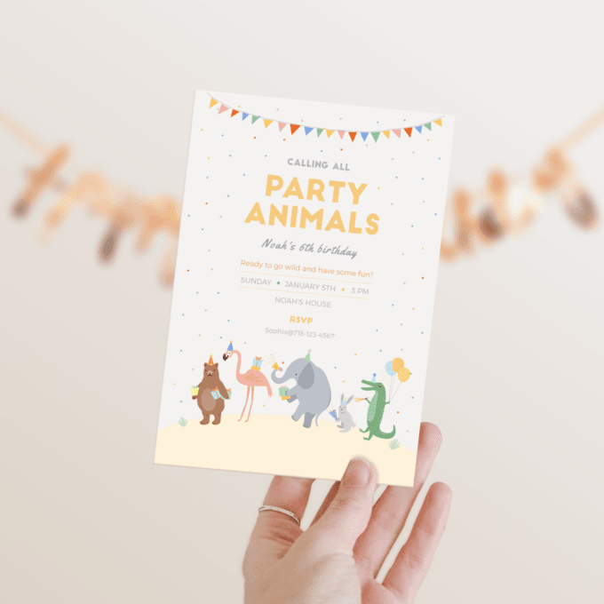 Party Animals Birthday Invitation, Jungle Safari Birthday Party Invite, Template, Calling All Party Animals, DIGITAL DOWNLOAD 230401