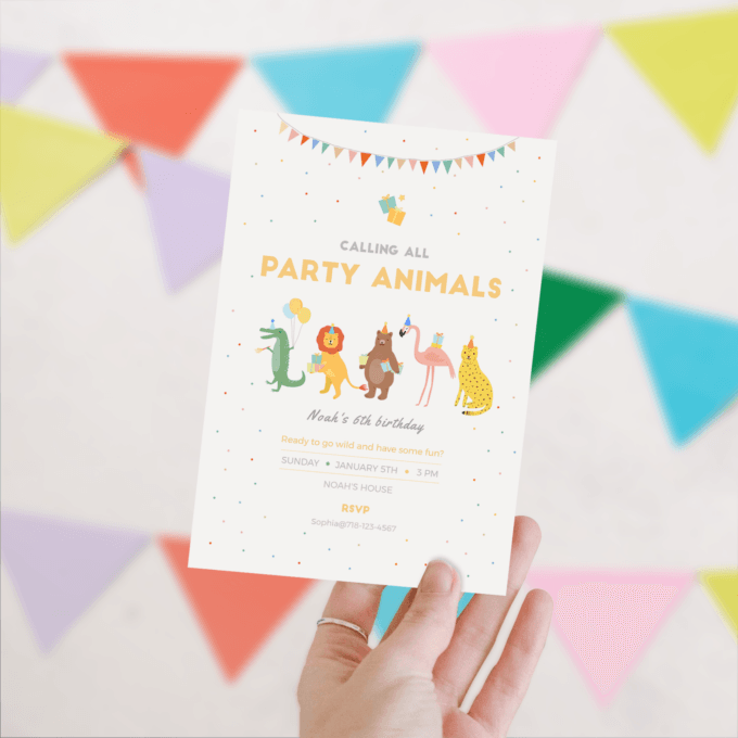 DIGITAL DOWNLOAD | Party Animals Birthday Invitation, Party Animals Invitation | Printable DIY, Templett 231401