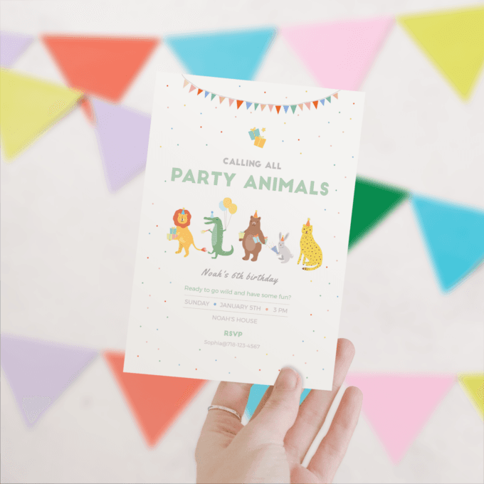 DIGITAL DOWNLOAD | Party Animals Birthday Invitation, Party Animals Invitation | Printable DIY, Templett 231701