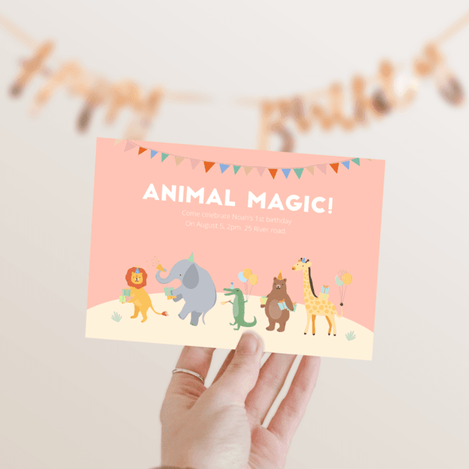 Editable Animal Magic Birthday Invitation Wild One Jungle Zoo Safari Animals Boy Girl Digital Evite Template Printable 232201