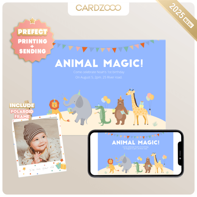 Editable Calling All Party Animals Birthday Invitation Wild One Jungle Zoo Safari Animals Boy Girl Digital Evite Template Printable 232301