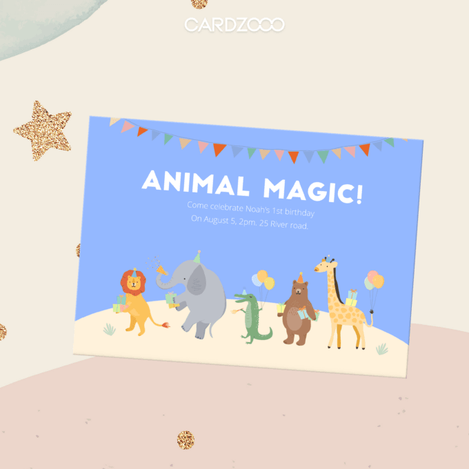 Editable Calling All Party Animals Birthday Invitation Wild One Jungle Zoo Safari Animals Boy Girl Digital Evite Template Printable 232301