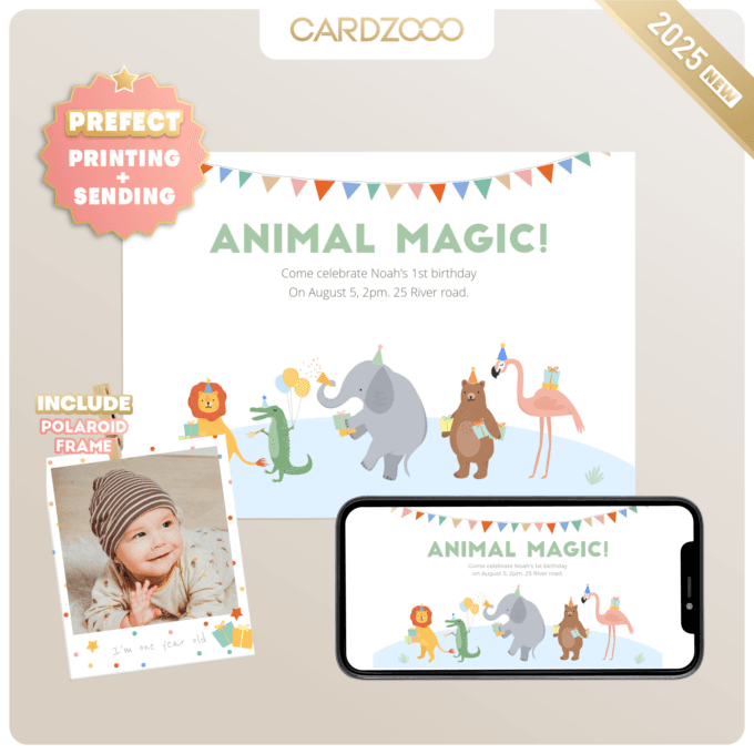 Editable Calling All Party Animals Birthday Invitation Wild One Jungle Zoo Safari Animals Boy Girl Digital Evite Template Printable 233301