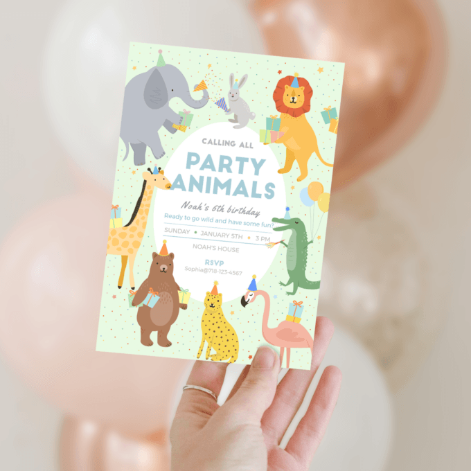 DIGITAL DOWNLOAD | Party Animals Birthday Invitation, Party Animals Invitation | Printable DIY, Templett 234701 - Image 2