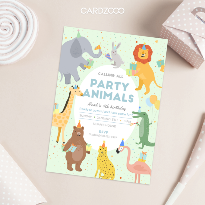 DIGITAL DOWNLOAD | Party Animals Birthday Invitation, Party Animals Invitation | Printable DIY, Templett 234701 - Image 3