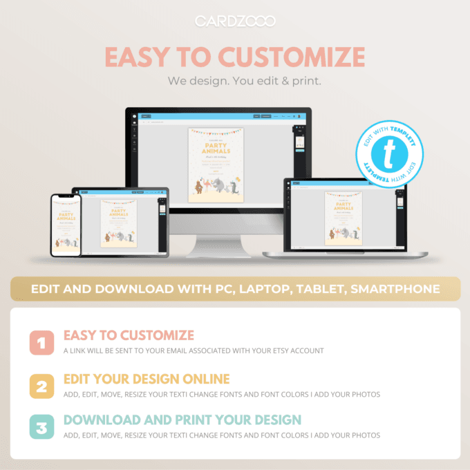 easy to customize, edit your design online, download and print your design