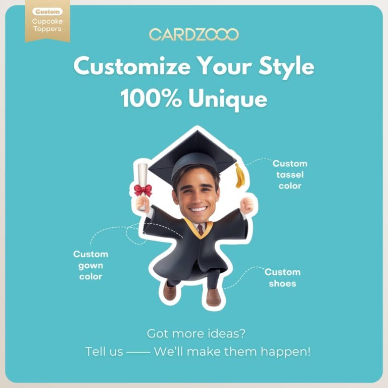 Custom Face Graduation Cupcake Toppers - Image 2