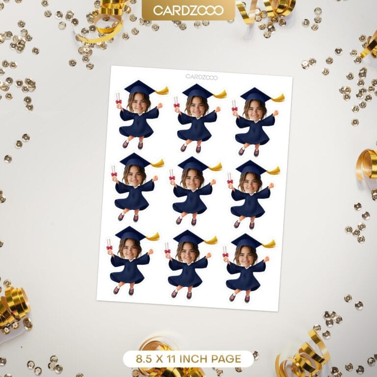 Navy Color Graduation Custom Face Cupcake Toppers - Image 3