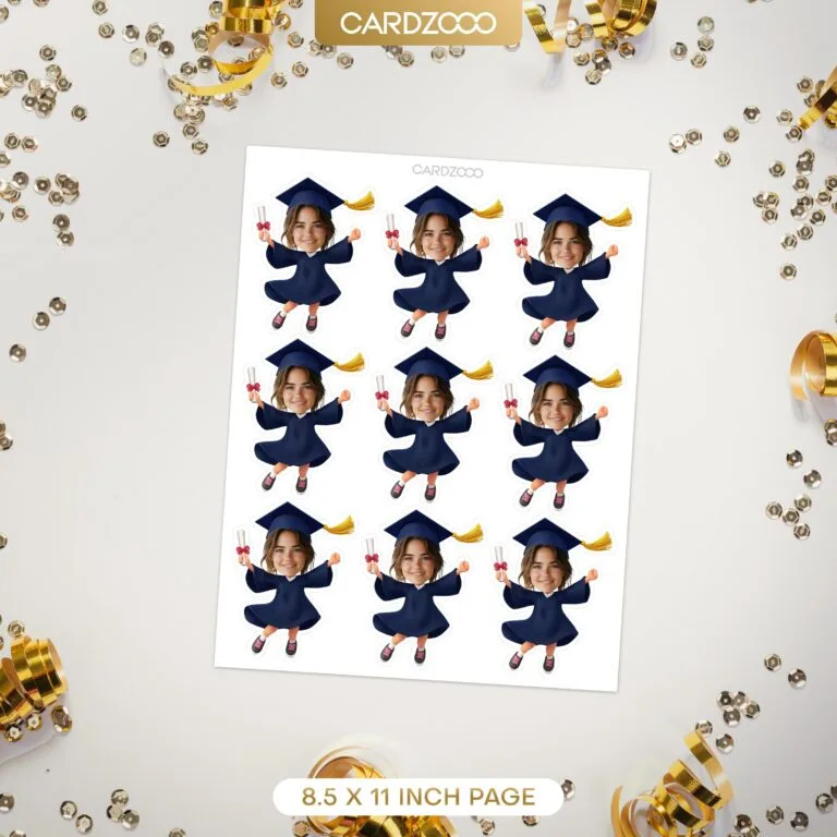 Navy Color Graduation Custom Face Cupcake Toppers - Image 3