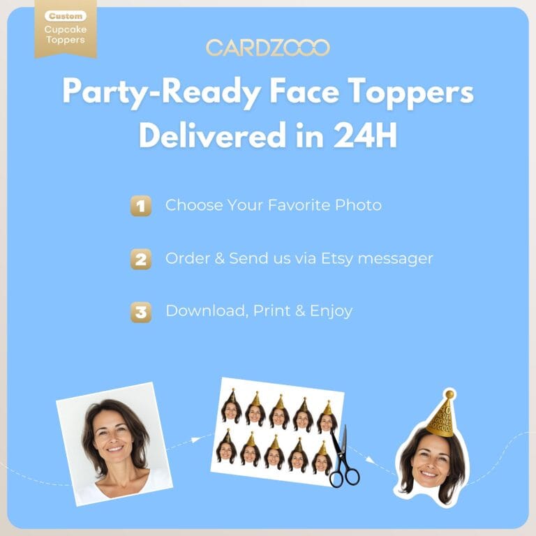 40th Birthday Custom Face Cupcake Toppers - Image 3