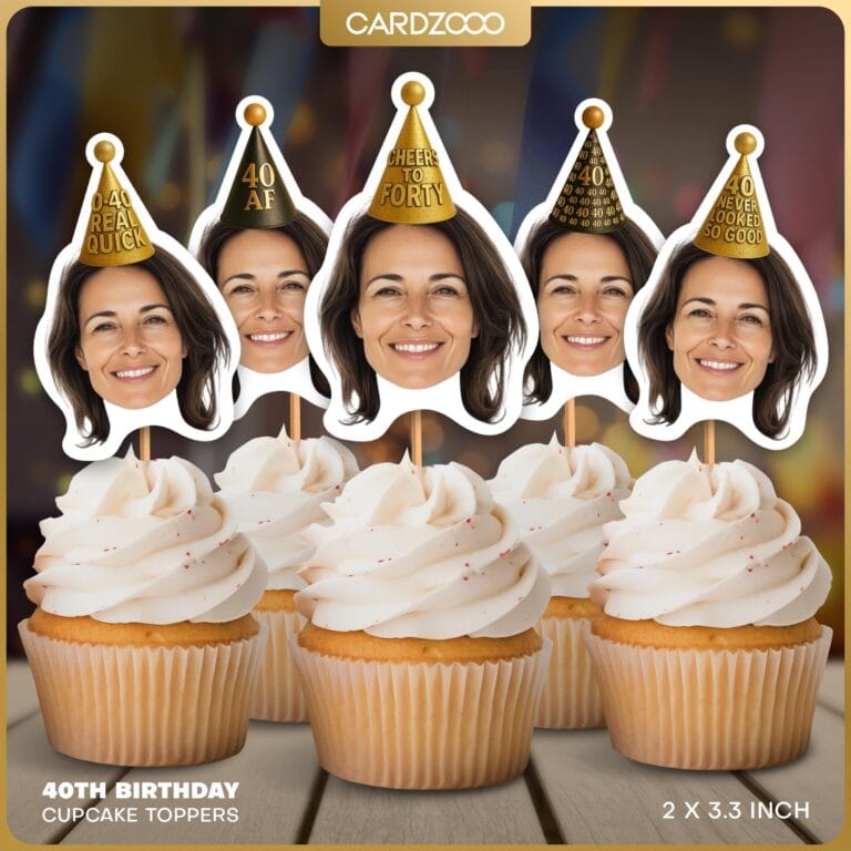 40th Birthday Custom Face Cupcake Toppers