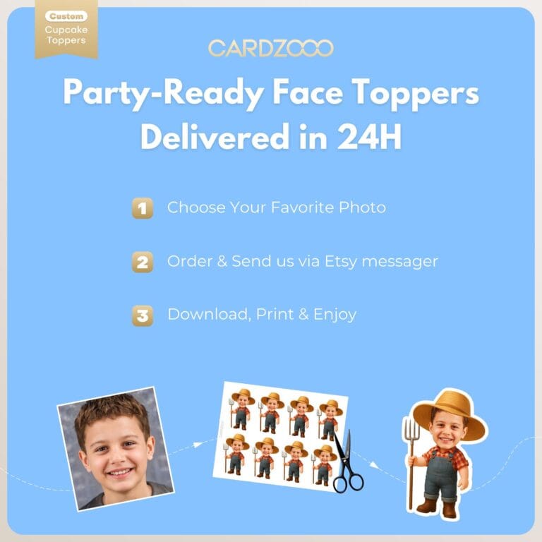 Farmer Custom Face Cupcake Toppers - Image 3