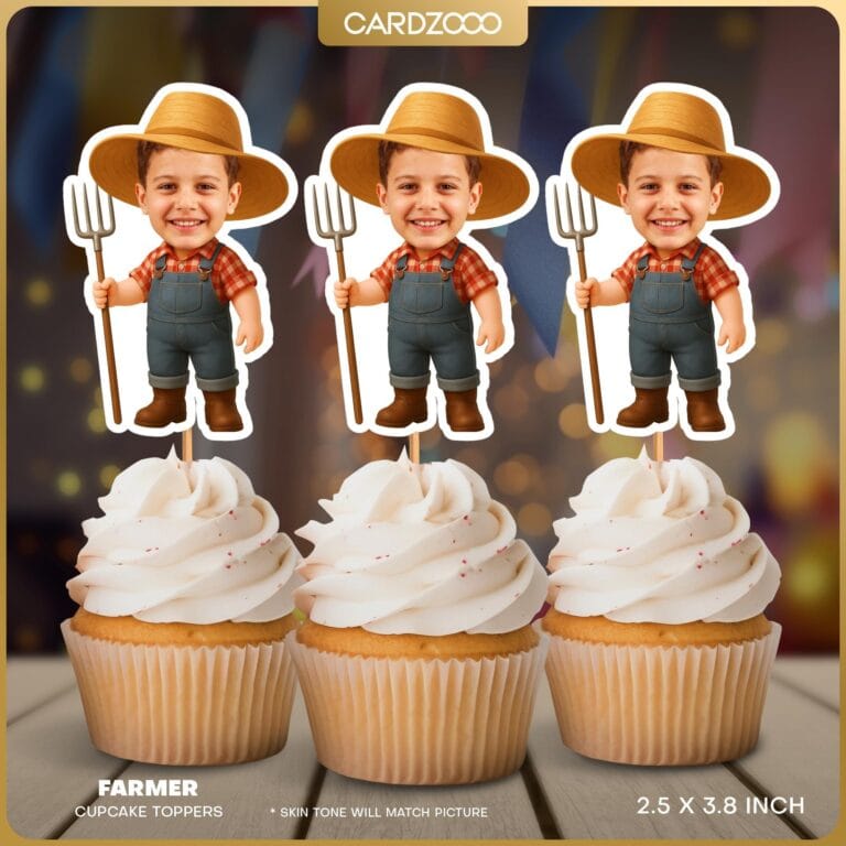 Farmer Custom Face Cupcake Toppers
