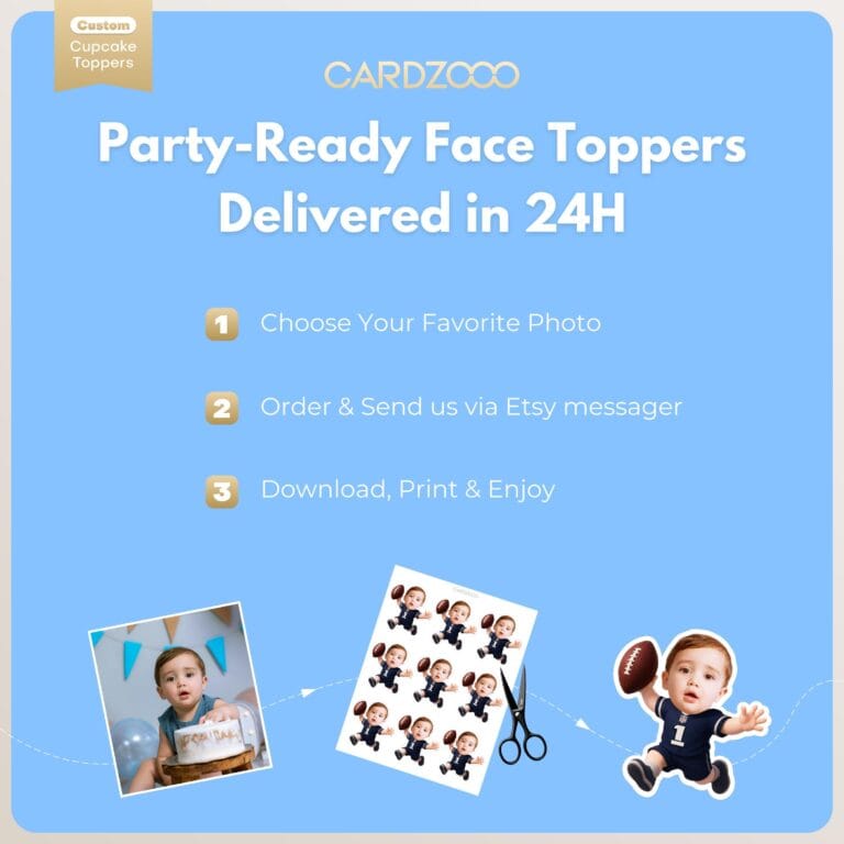 Custom Face Football Cupcake Toppers - Image 4