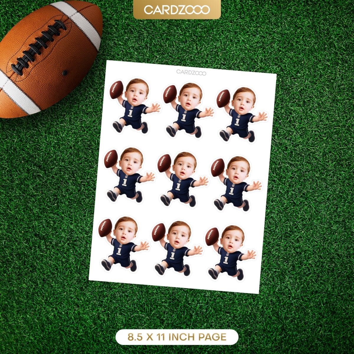 Custom Face Football Cupcake Toppers - Image 3