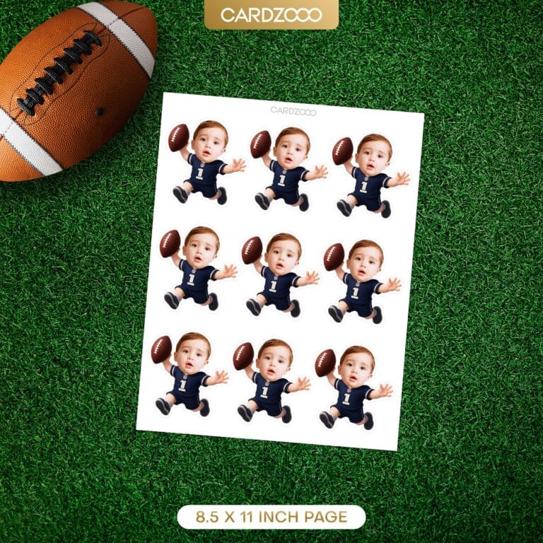 Custom Face Football Cupcake Toppers - Image 3