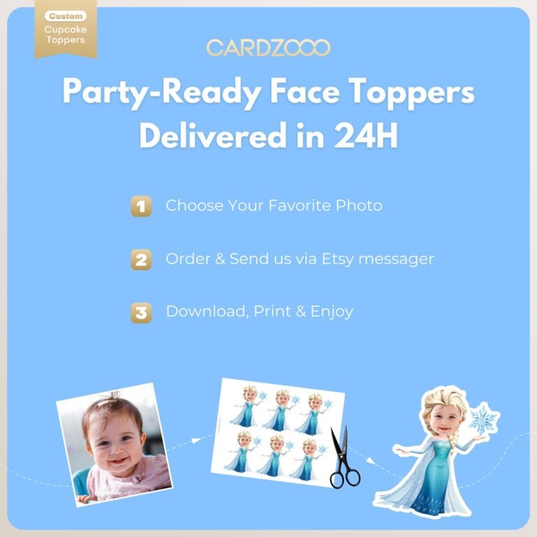 Custom Face Frozen Elsa Cupcake Toppers - Image 3