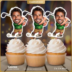Custom Face Golfing Cupcake Toppers