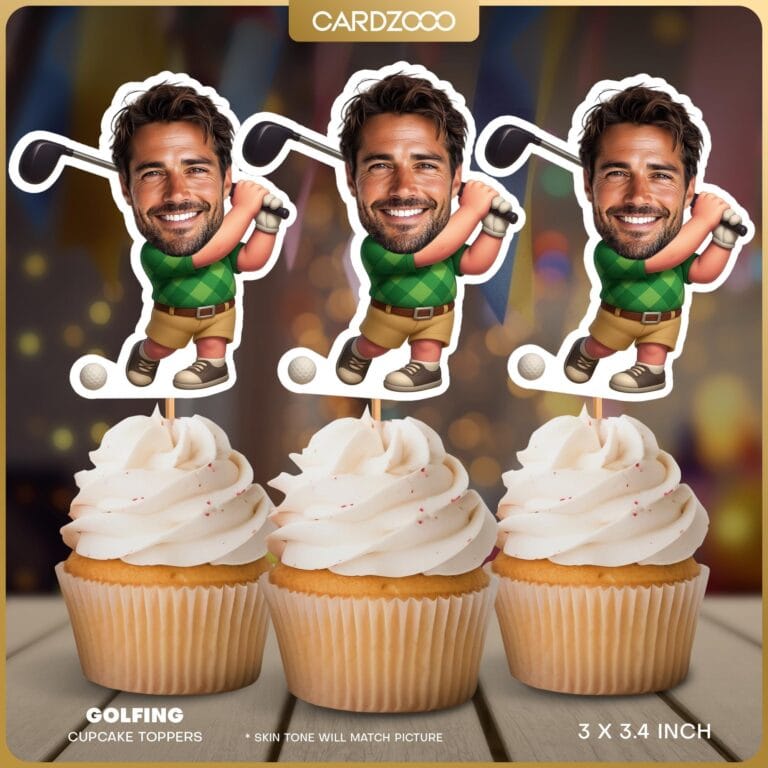 Custom Face Golfing Cupcake Toppers