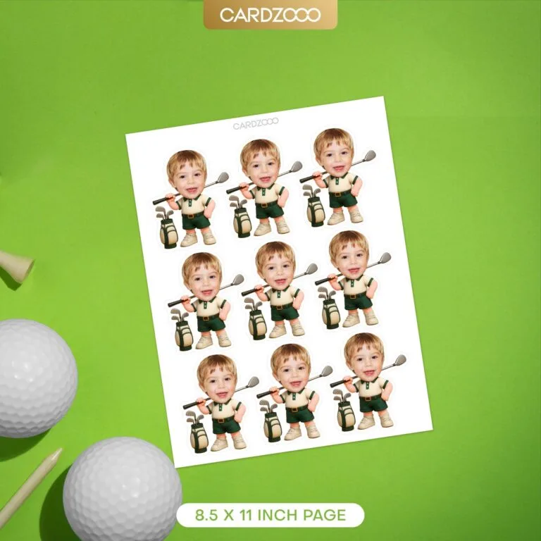Custom Face Golf Cupcake Toppers - Image 2