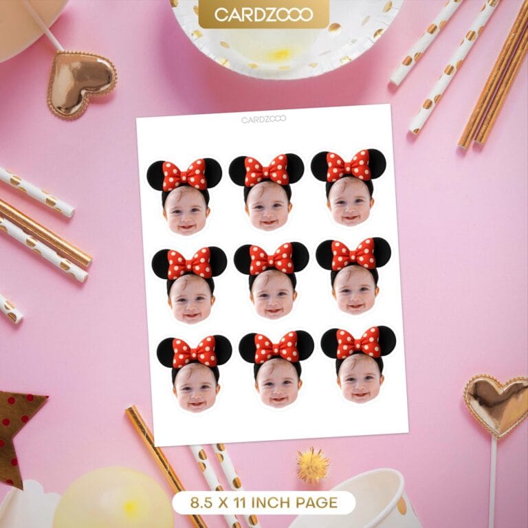 Custom Face Minnie Mouse Ears Cupcake Toppers - Image 2