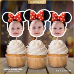Custom Face Minnie Mouse Ears Cupcake Toppers
