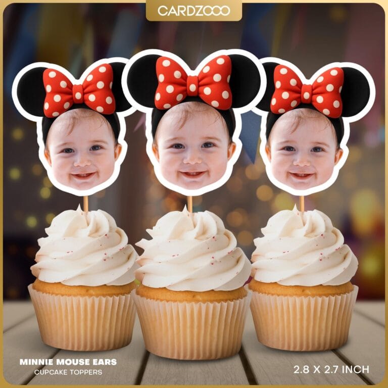 Custom Face Minnie Mouse Ears Cupcake Toppers