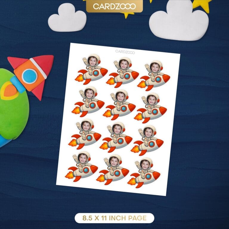 Outer Space Rocket Ship Custom Face Cupcake Toppers - Image 2
