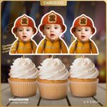Firefighter Custom Face Cupcake Toppers