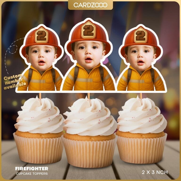 Firefighter Custom Face Cupcake Toppers