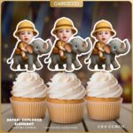 Safari Elephant Personalized Face Cupcake Toppers