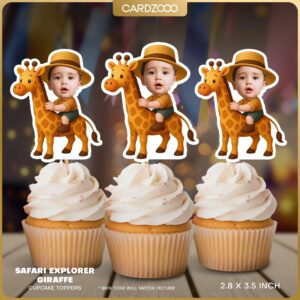 Safari Giraffe Personalized Face Cupcake Toppers