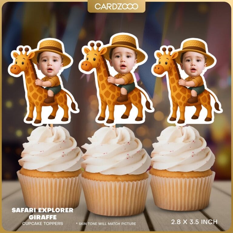Safari Giraffe Personalized Face Cupcake Toppers