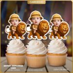 Safari Lion Personalized Face Cupcake Toppers
