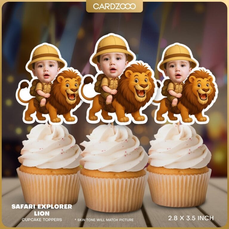 Safari Lion Personalized Face Cupcake Toppers