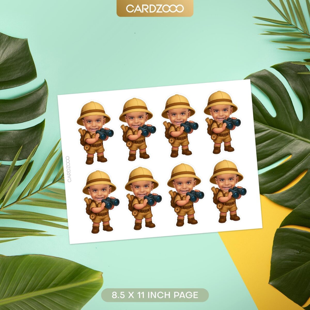 Safari Explorer Personalized Face Cupcake Toppers - Image 2