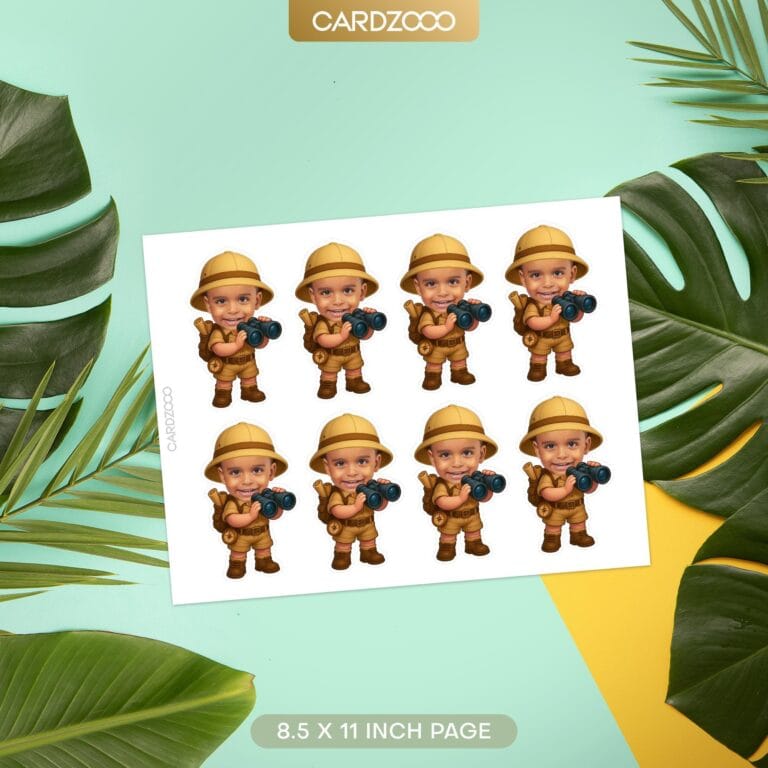 Safari Explorer Personalized Face Cupcake Toppers - Image 2