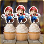 Super Mario Personalized Face Cupcake Toppers