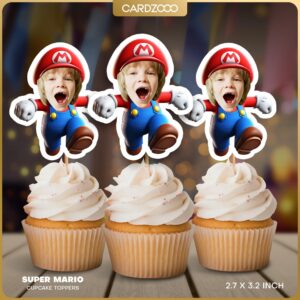 Super Mario Personalized Face Cupcake Toppers