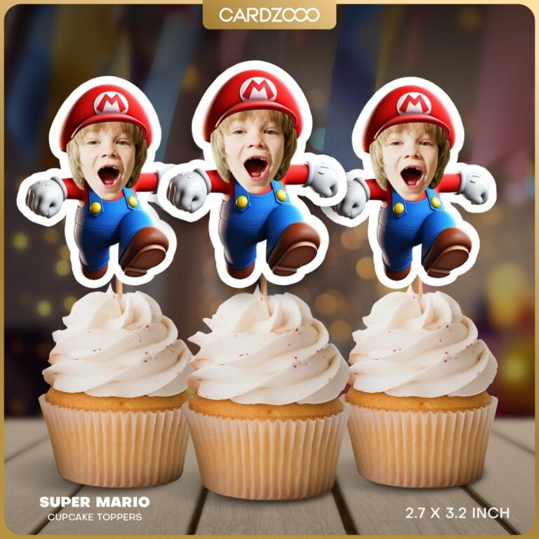 Super Mario Personalized Face Cupcake Toppers