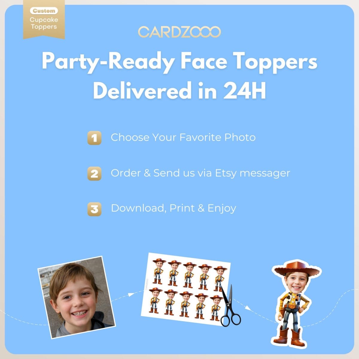 Cartoon Hero Custom Face Cupcake Toppers - Image 3