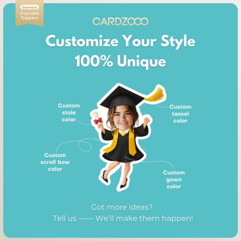 Graduate Custom Face Cupcake Toppers With Sash - Image 2