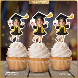 Graduate Custom Face Cupcake Toppers With Sash