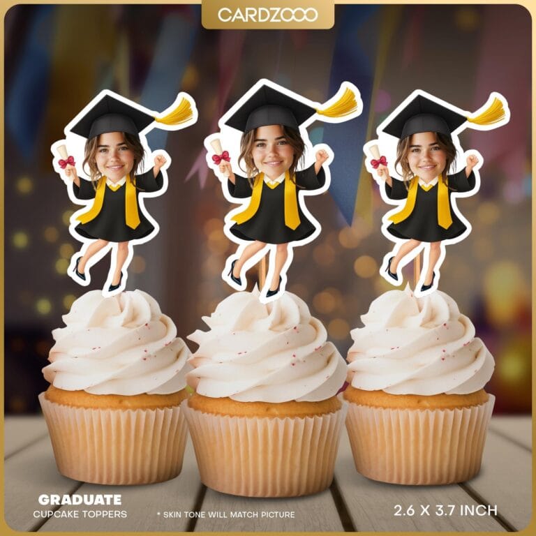 Graduate Custom Face Cupcake Toppers With Sash