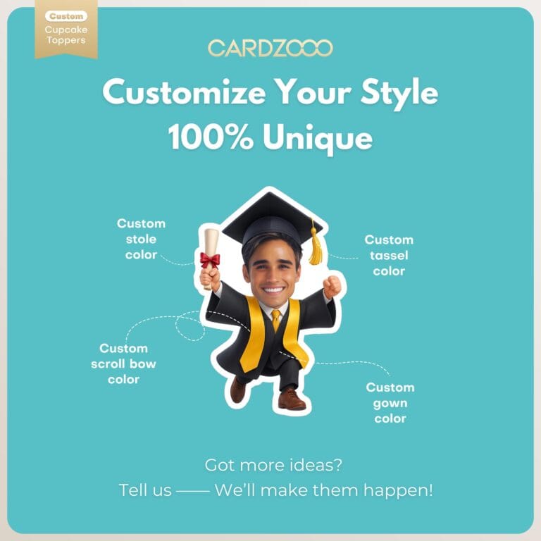 Personalized Face Graduation Cupcake Toppers With Sash - Image 2