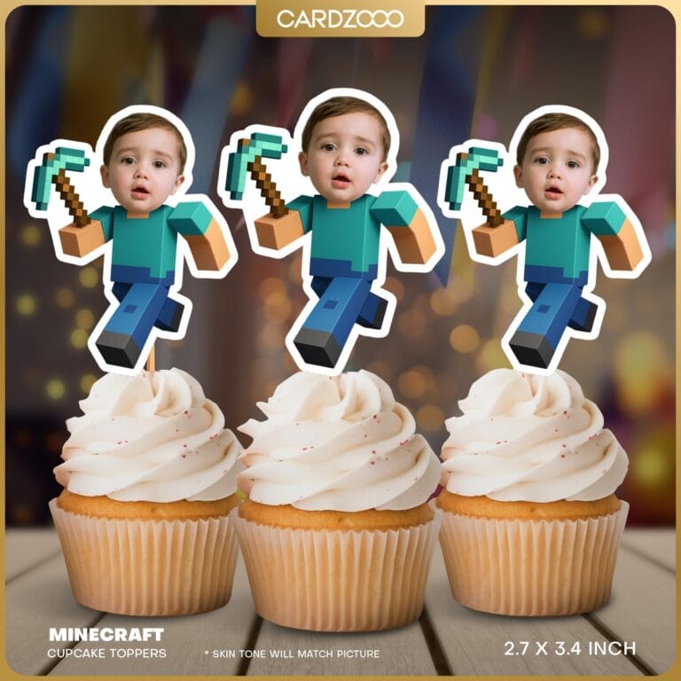 Diamond Pickaxe Face Cupcake Toppers