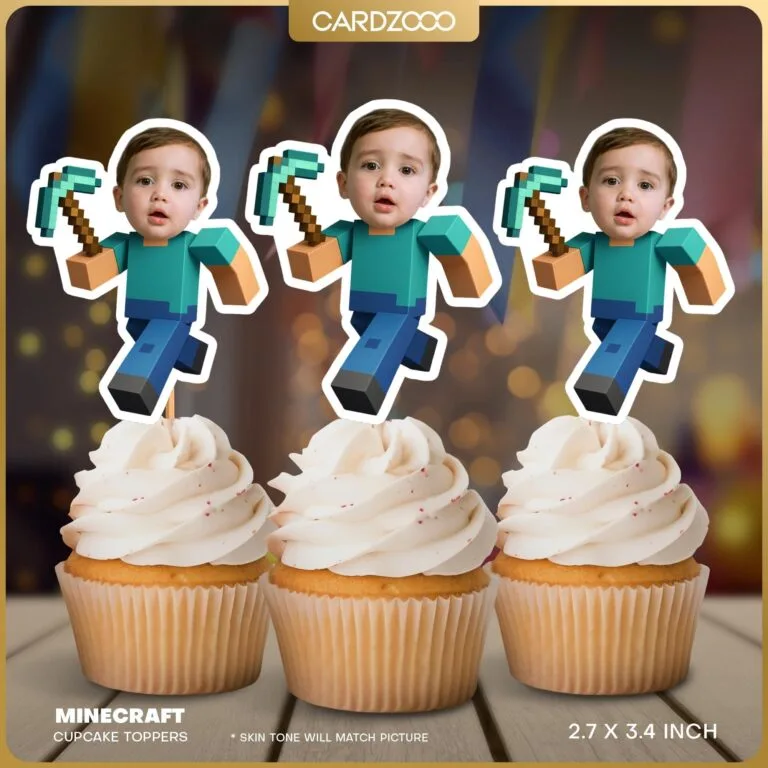 Diamond Pickaxe Face Cupcake Toppers