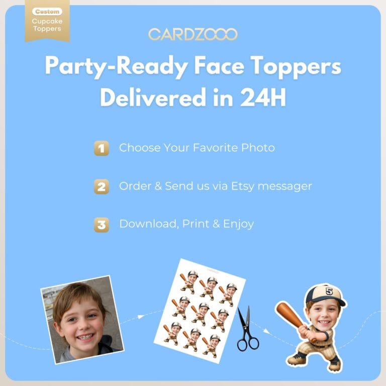 Custom Face Baseball Cupcake Toppers - Image 3